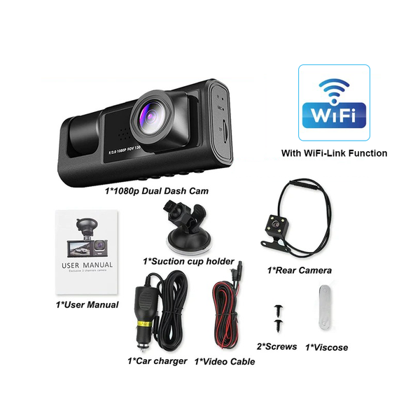 Dash Cam For Cars W/ IR Night Vision Loop Recording Camera 2” IPS Screen 1080P DVR Recorder