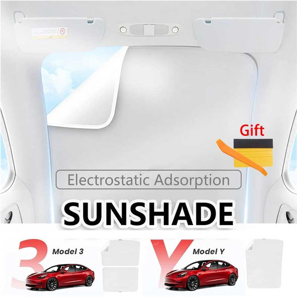 Sunshade For Tesla Model 3 Model Y Electrostatic Adhesion Sunroof Covers